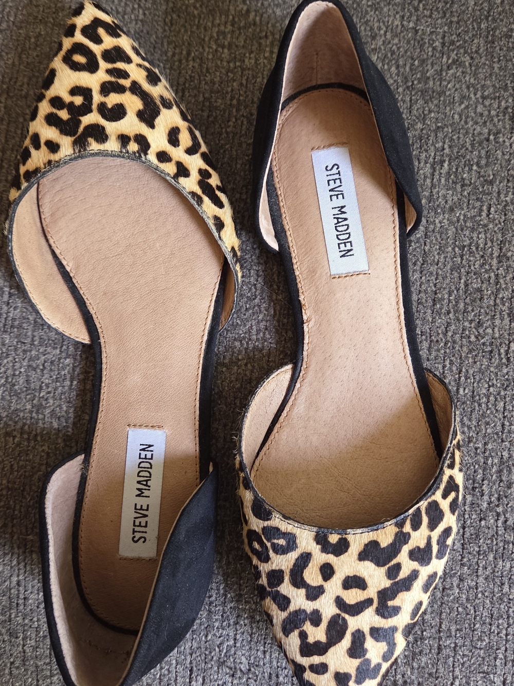Steve Madden Leopard Print and Black D'Orsay Flats